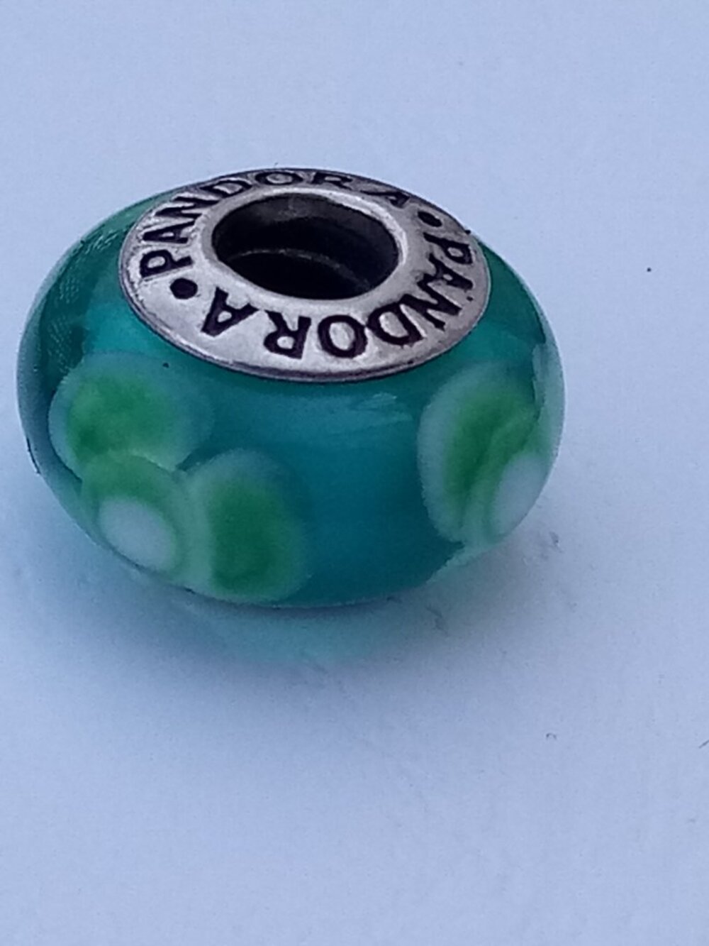 PANDORA STERLING MURANO GREEN FLOWERS FOR YOU #790649 ALE 925